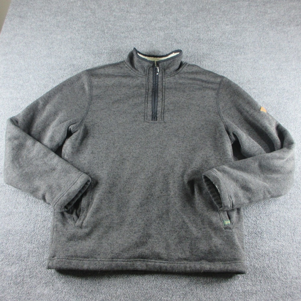Orvis Sweatshirt Mens L Gray 1/4‎ Zip Sherpa Lined Fleece Pockets Pullover